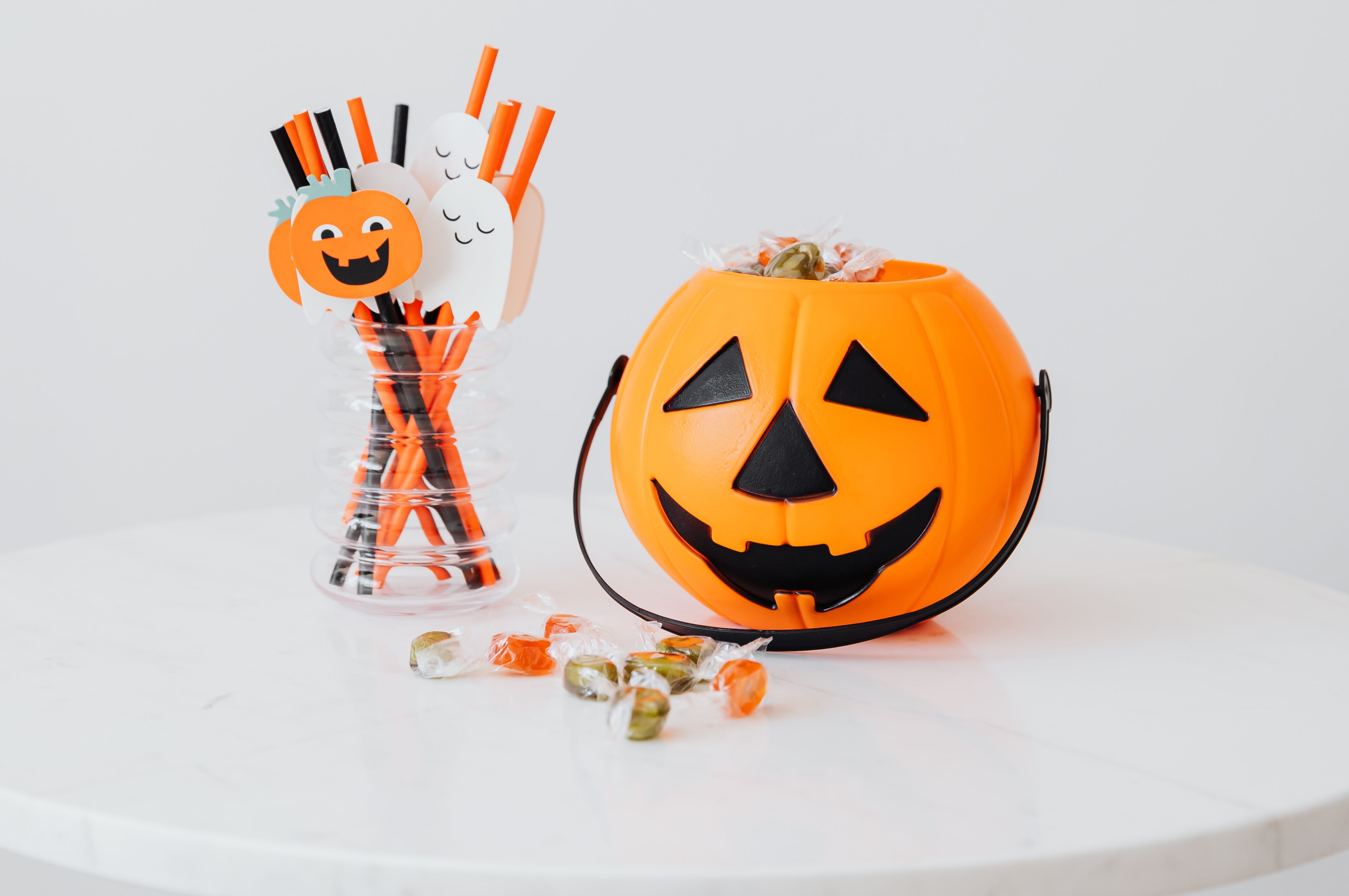 Halloween party decorations on a table