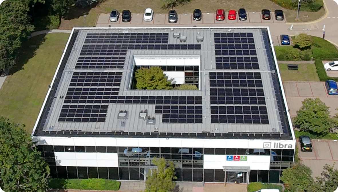 Commercial solar panels and battery storage system
