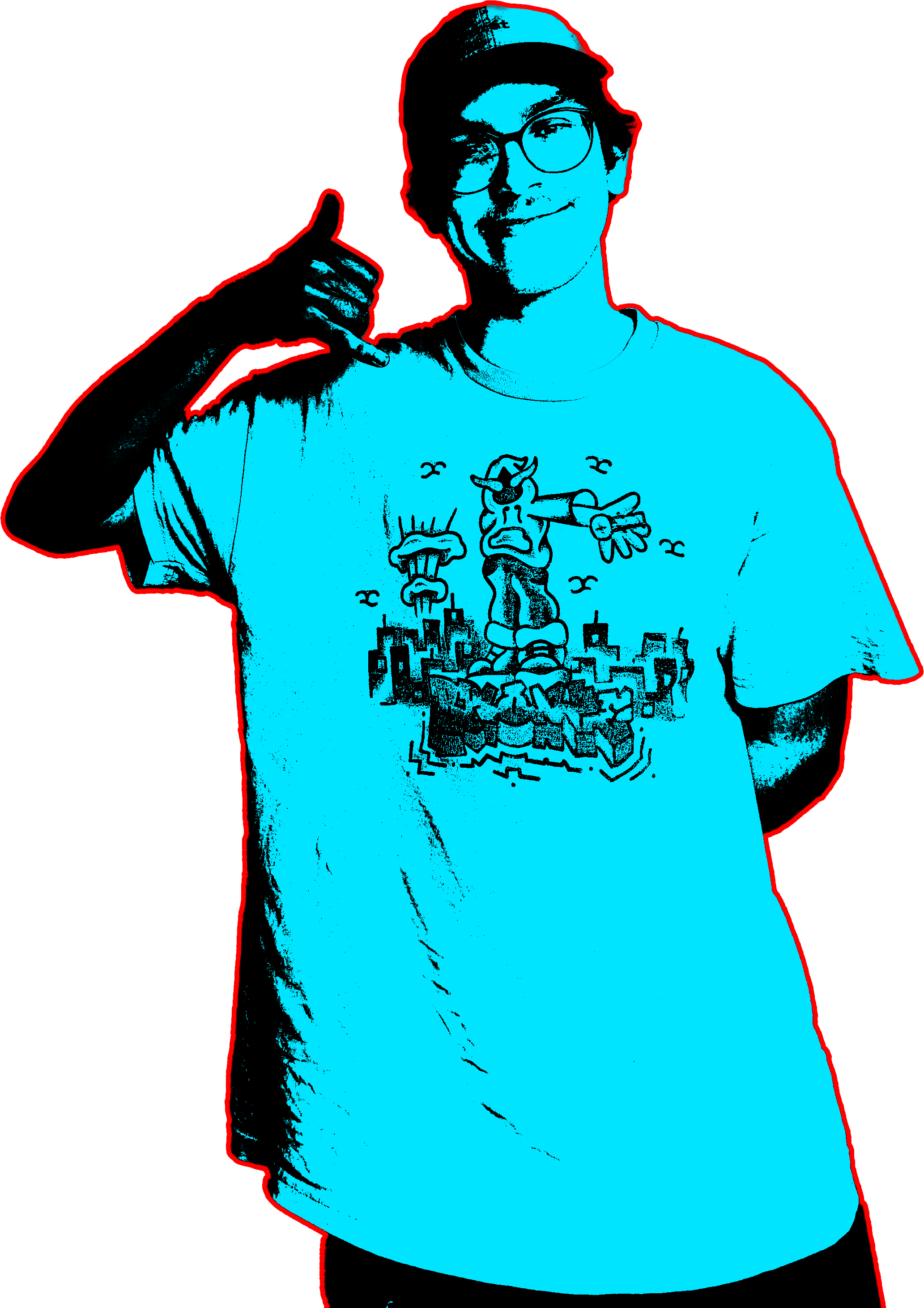 Picture of August doing the "call me" sign