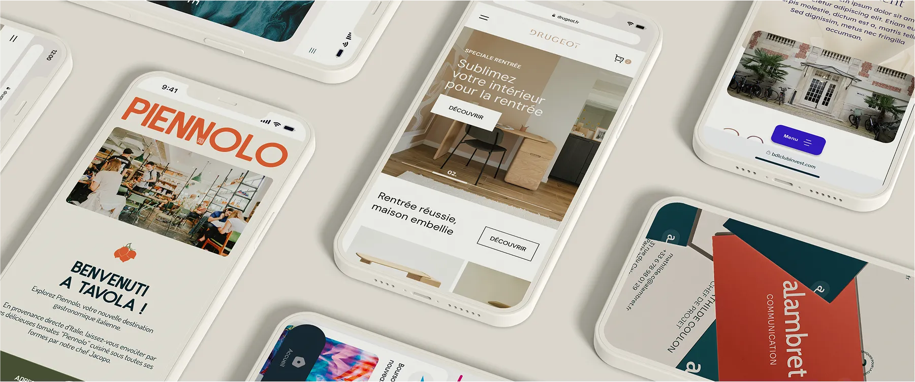 A group of cell phones sitting next to each other.