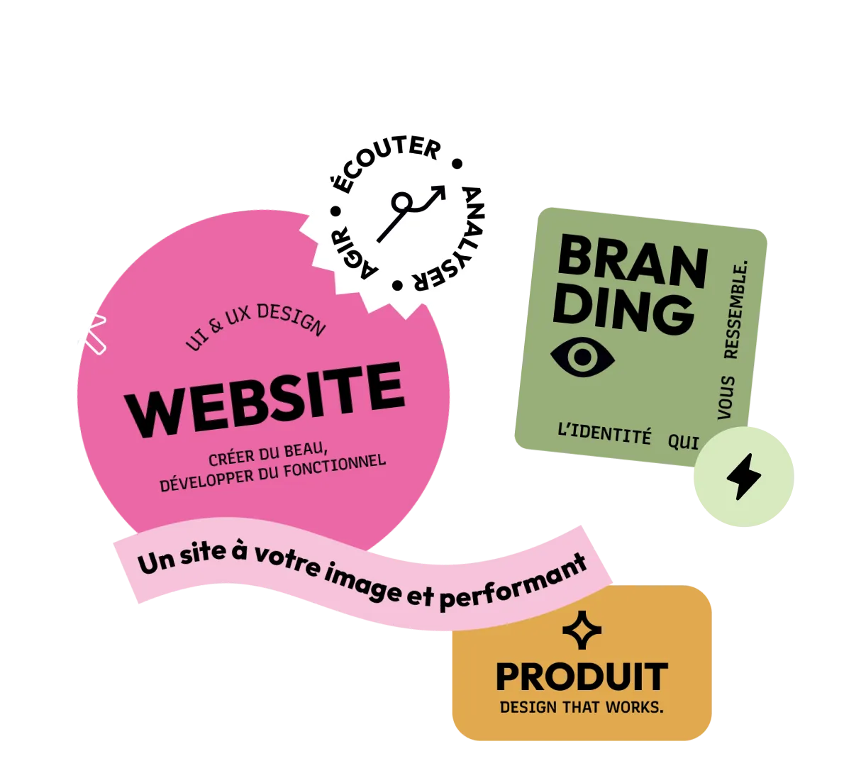 A bunch of stickers that are on top of each other.