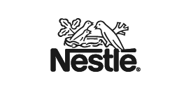 Nestlé company logo featuring a bird nest with birds above the text Nestlé.