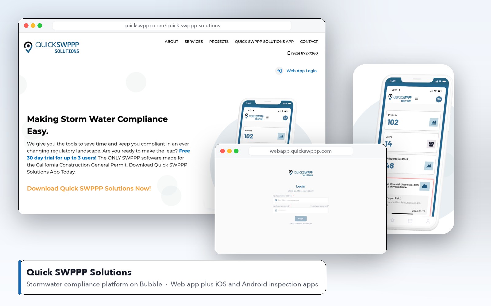 Quick SWPPP Solutions web app and mobile app