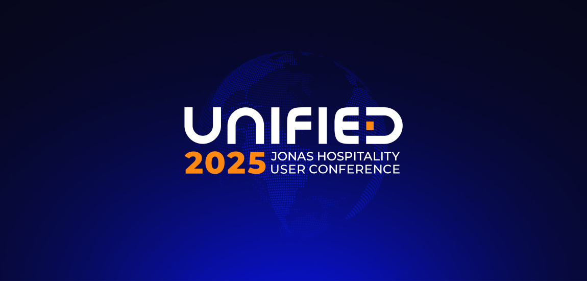 Jonas Hospitality Unified Conference banner welcoming hospitality professionals to the event