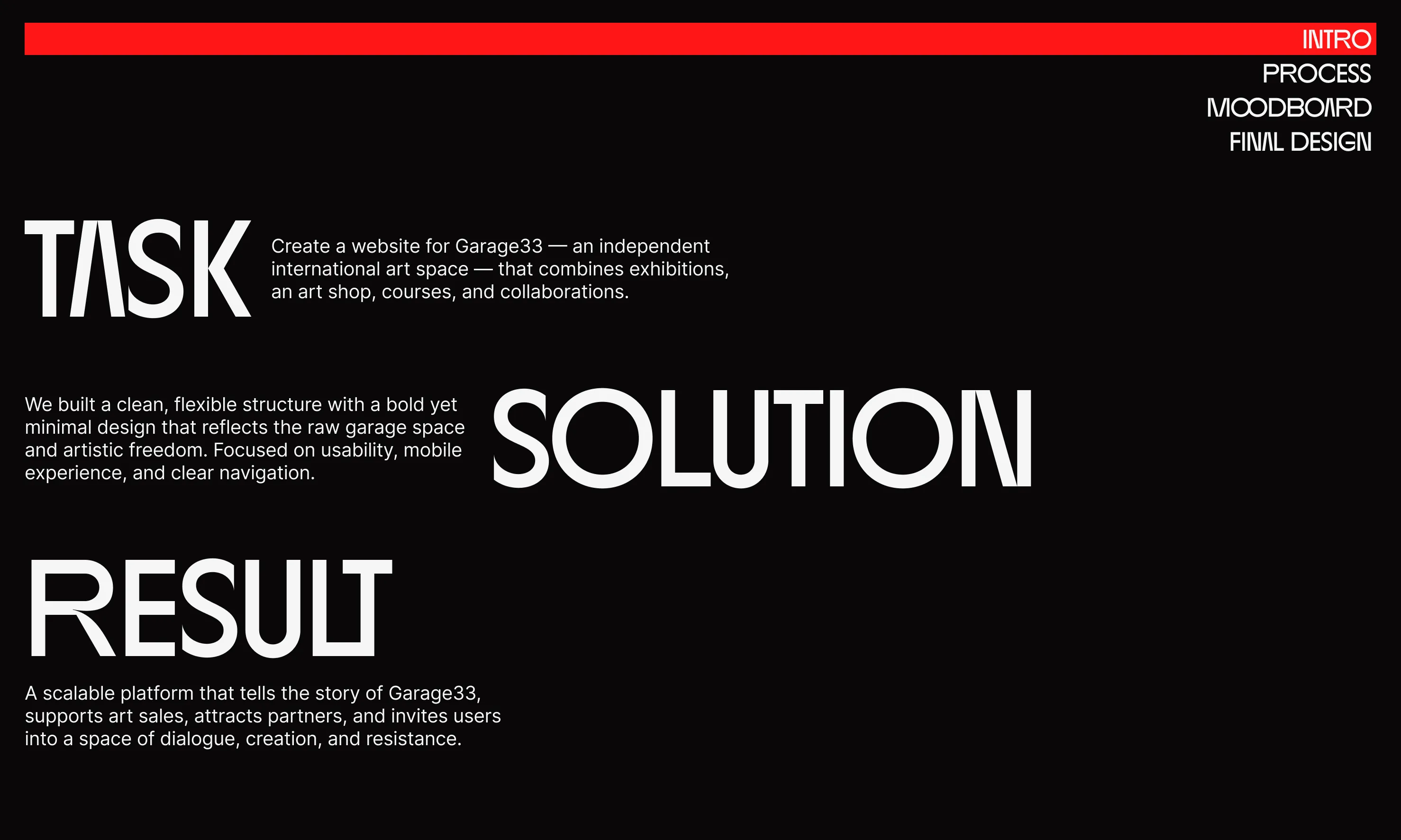 Garage33 - About Project