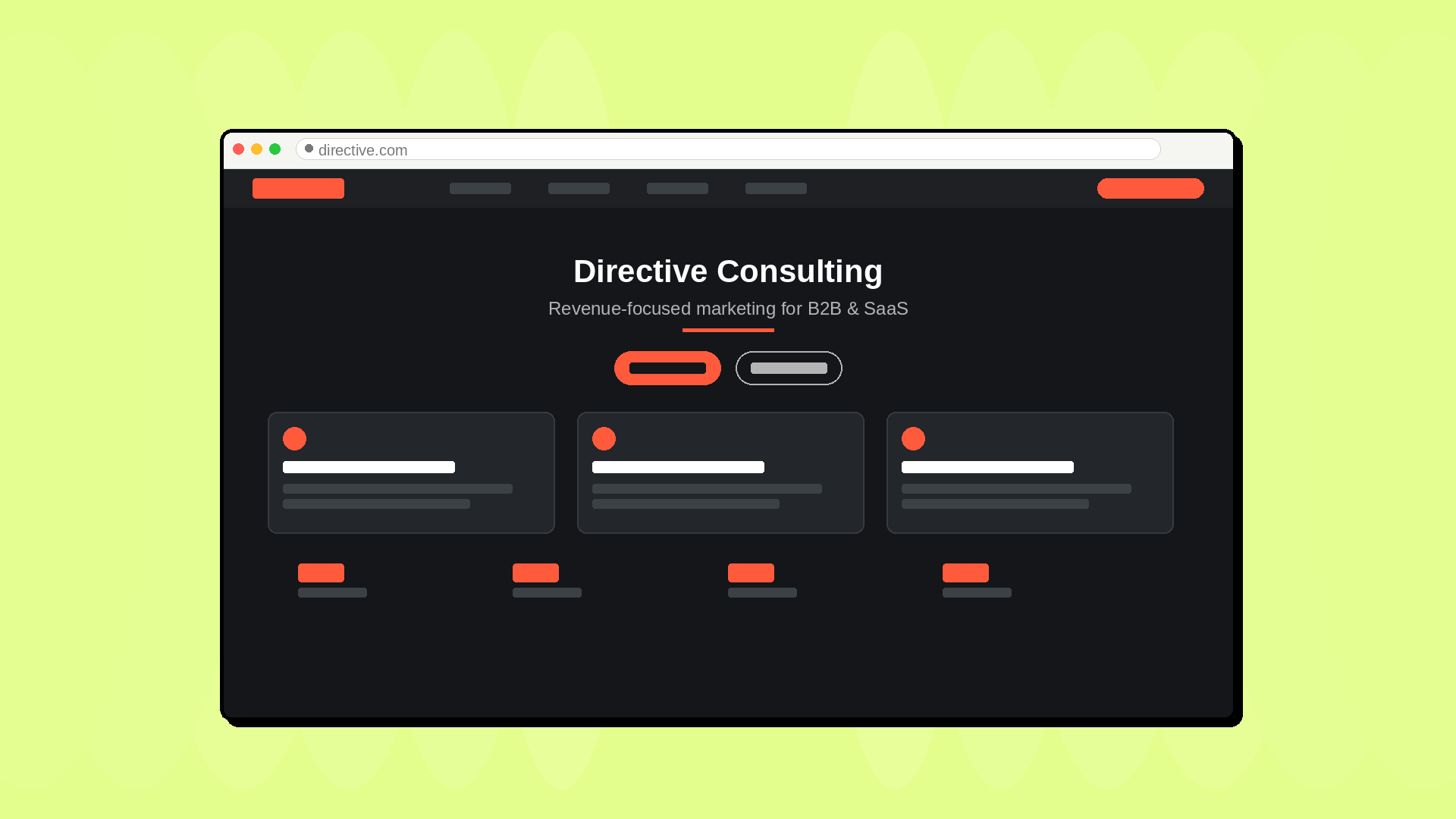 A mockup of the Directive Consulting homepage with their Customer Generation methodology for SaaS companies