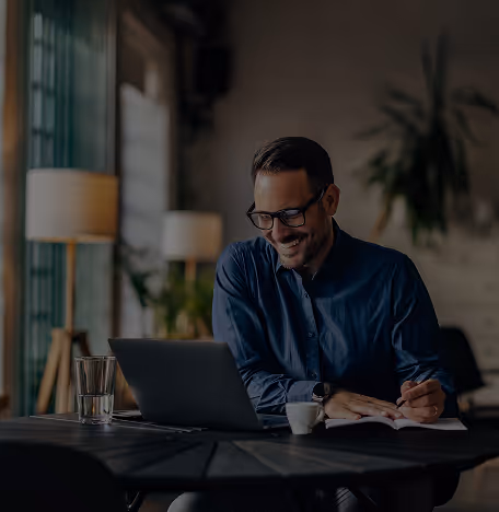 business man working in a lobby