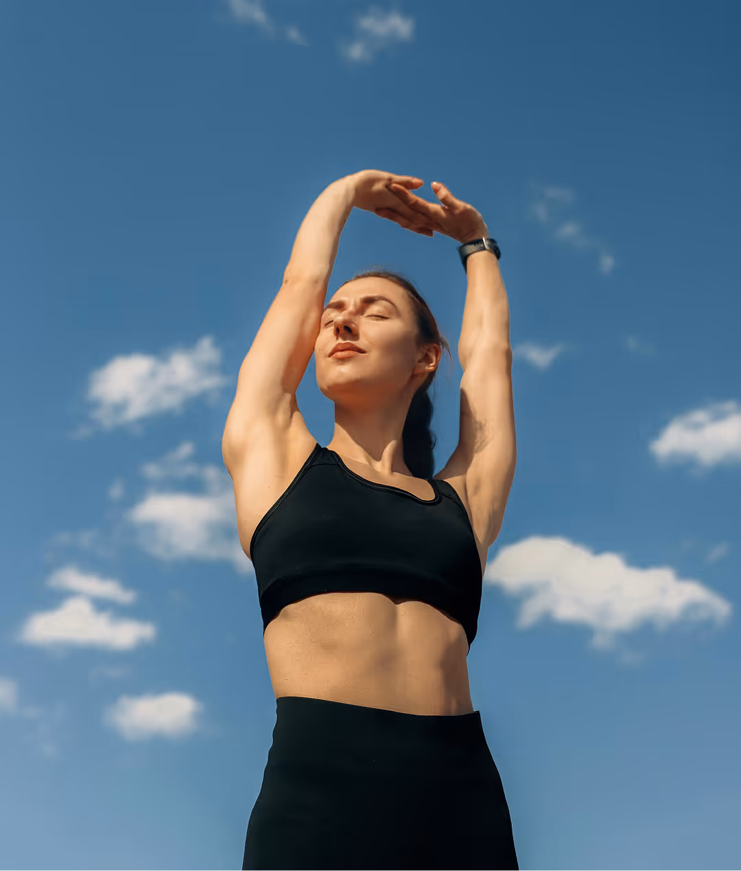 woman stretching in workout clothes