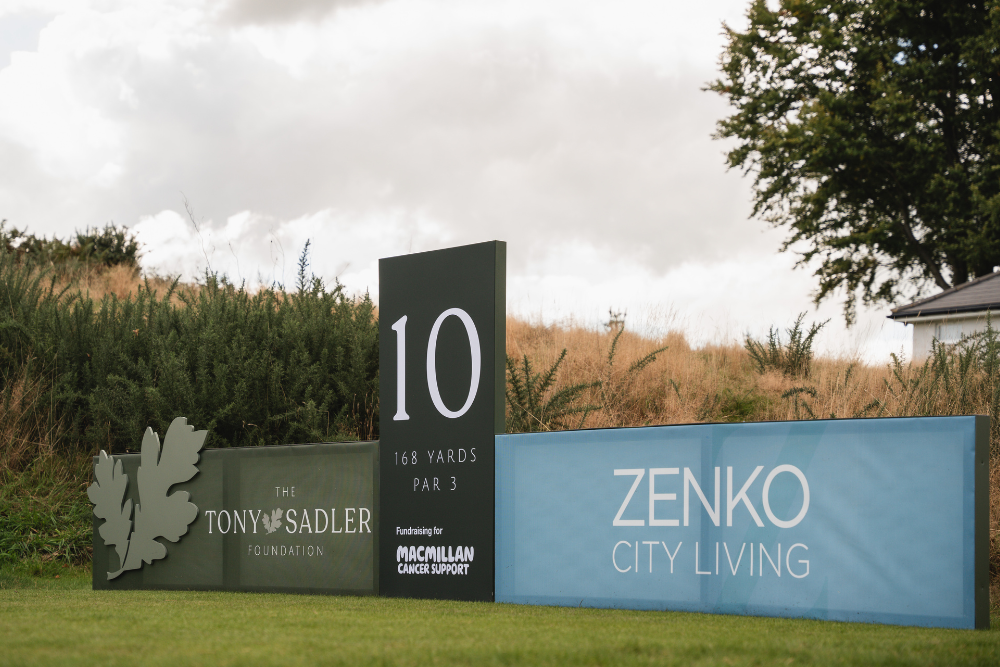 Sponsor banner at TS Charity Golf Day 2024