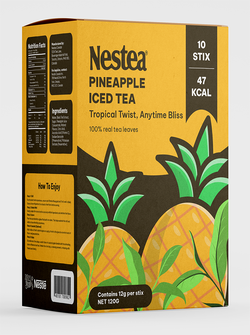 Tea packaging design project for Nestea, created by Minh Doan to reflect a fresh and modern brand identity