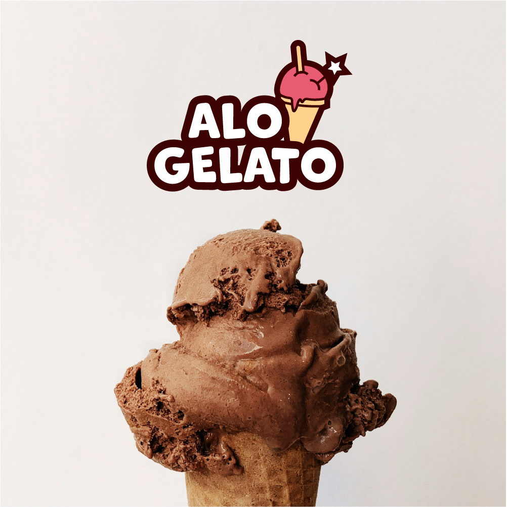 Branding project for Alo Gelato, a playful and modern ice cream brand designed by Minh Doan