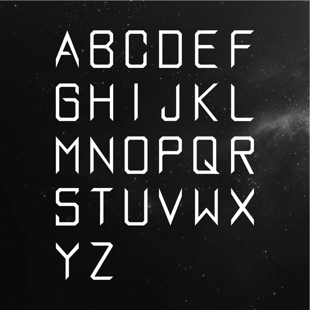 Custom font design project featuring uppercase letterforms created by Minh Doan.
