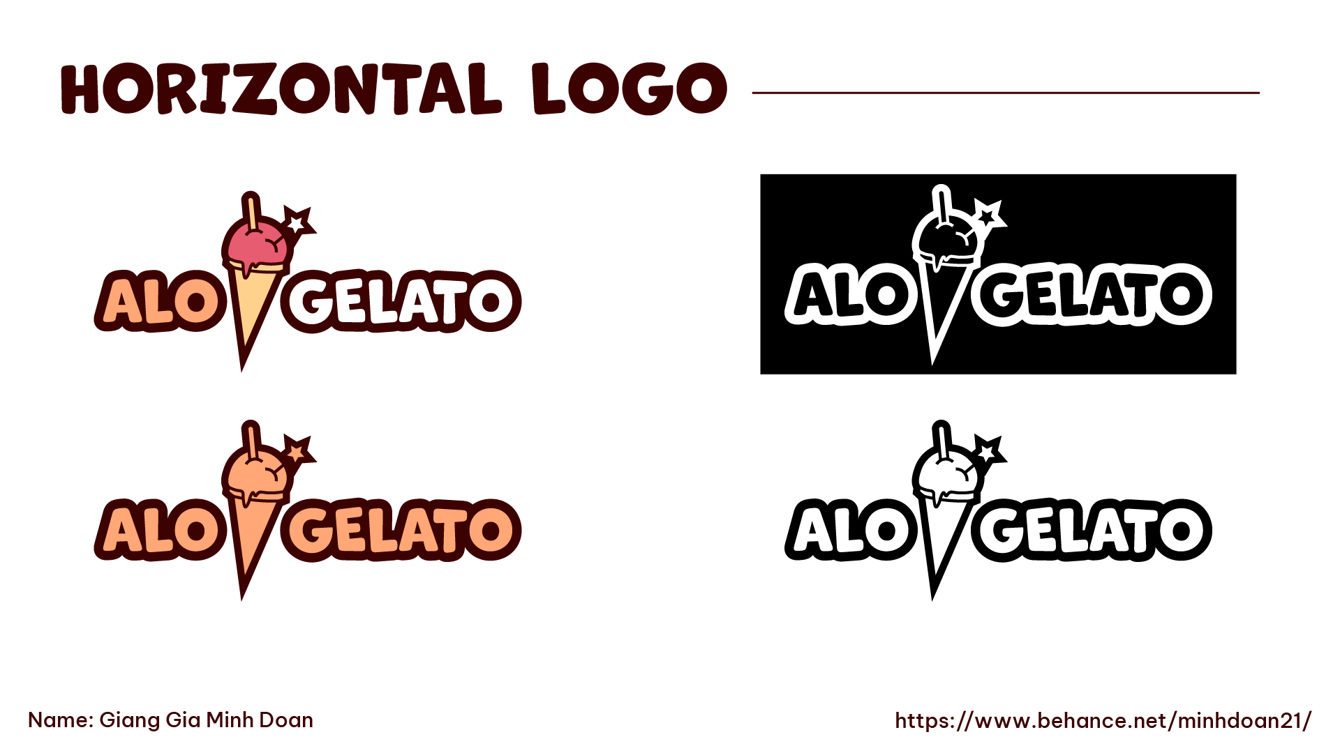 Alo Gelato horizontal logo variations