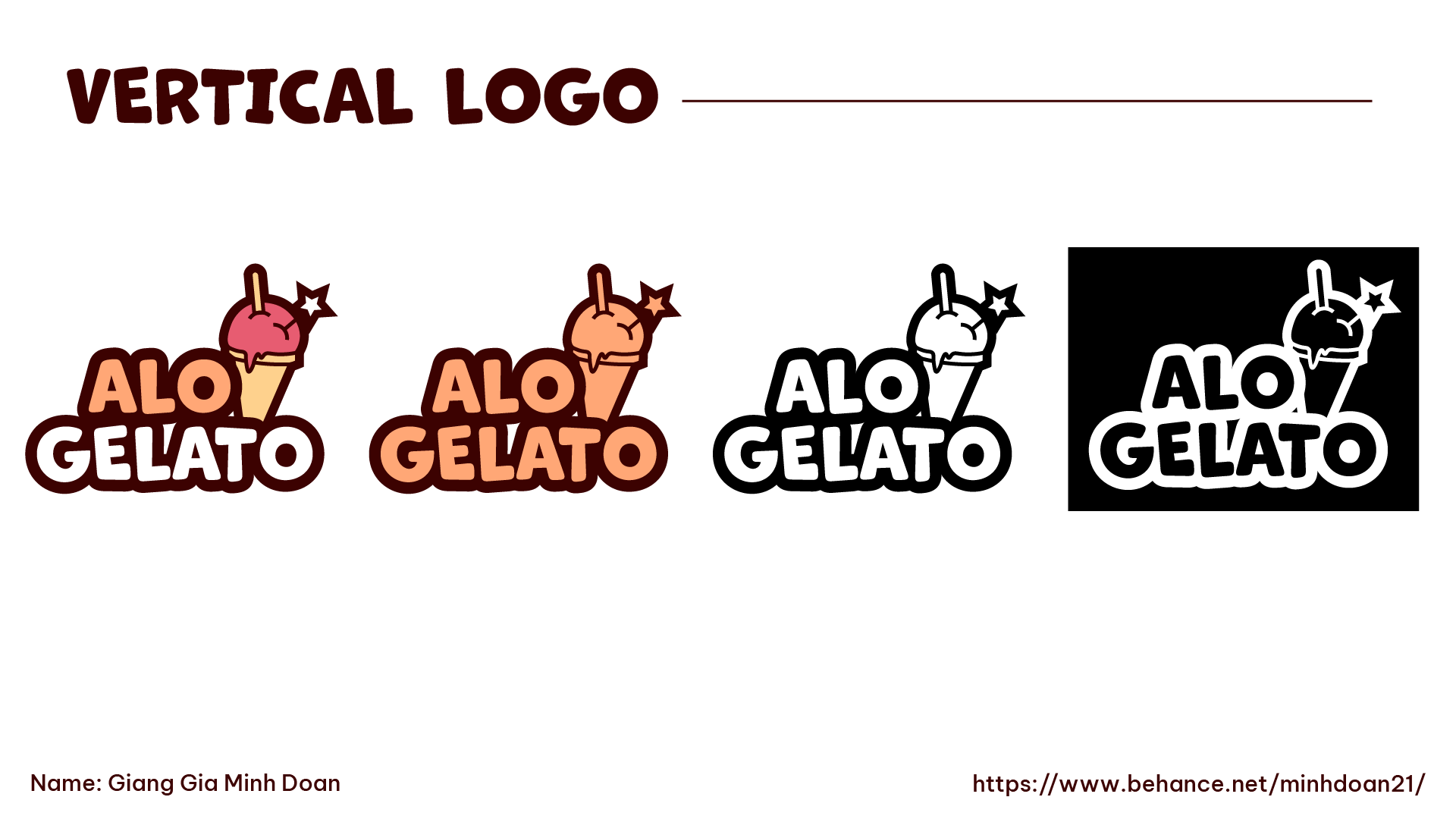 Alo Gelato vertical logo variations