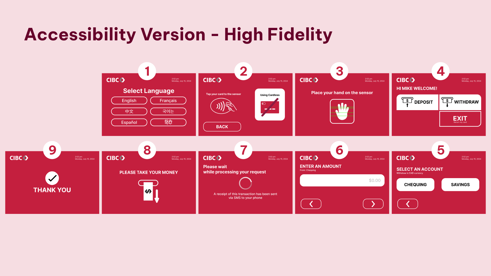 High-fidelity of wireframe for accessibility version
