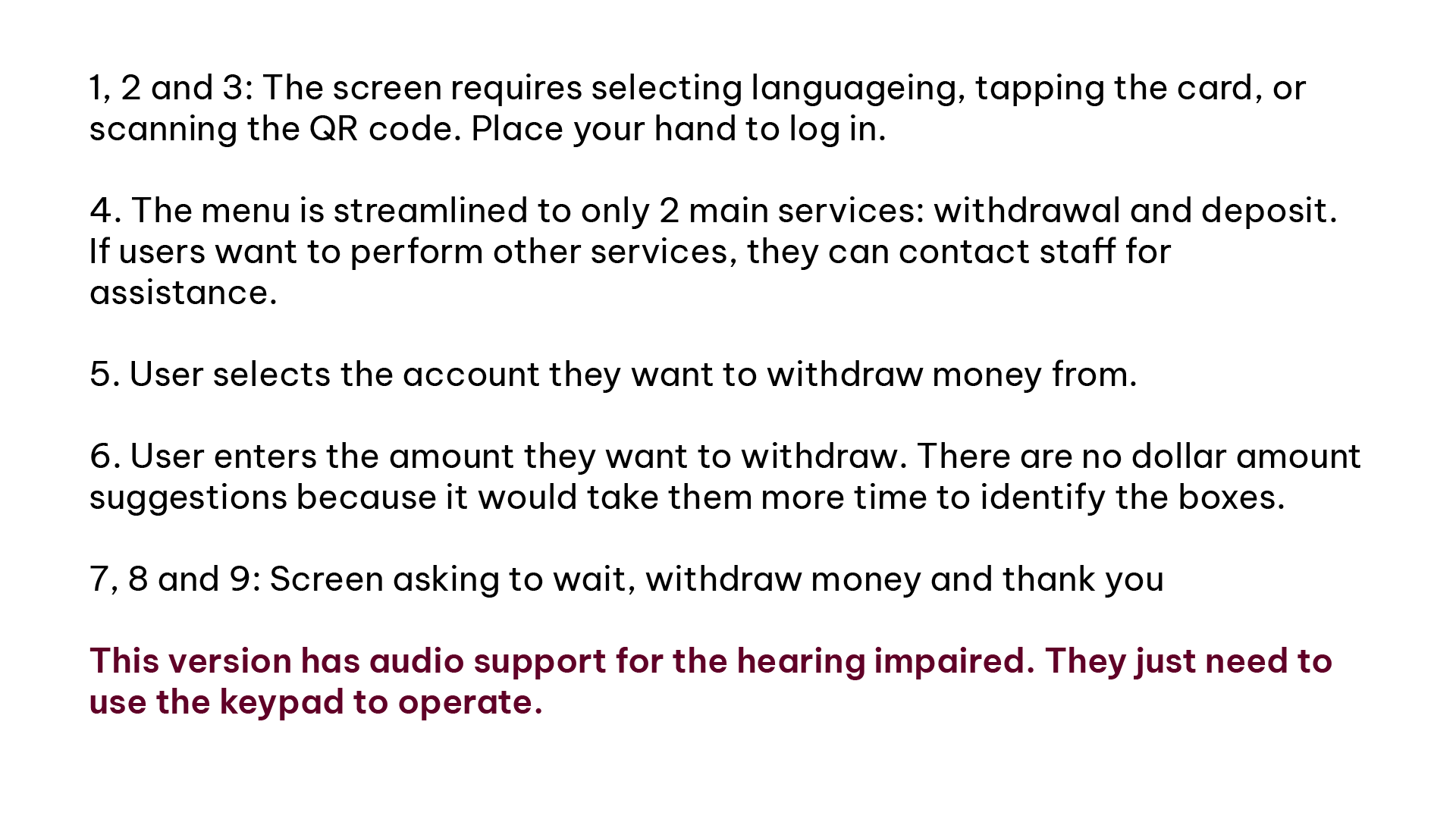 ATM accessibility version detail