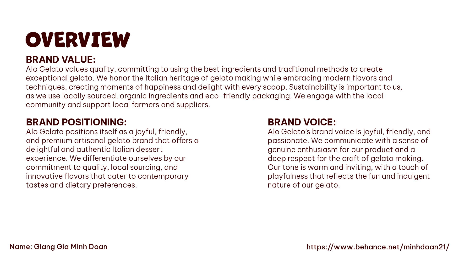 Alo Gelato brand guideline overview