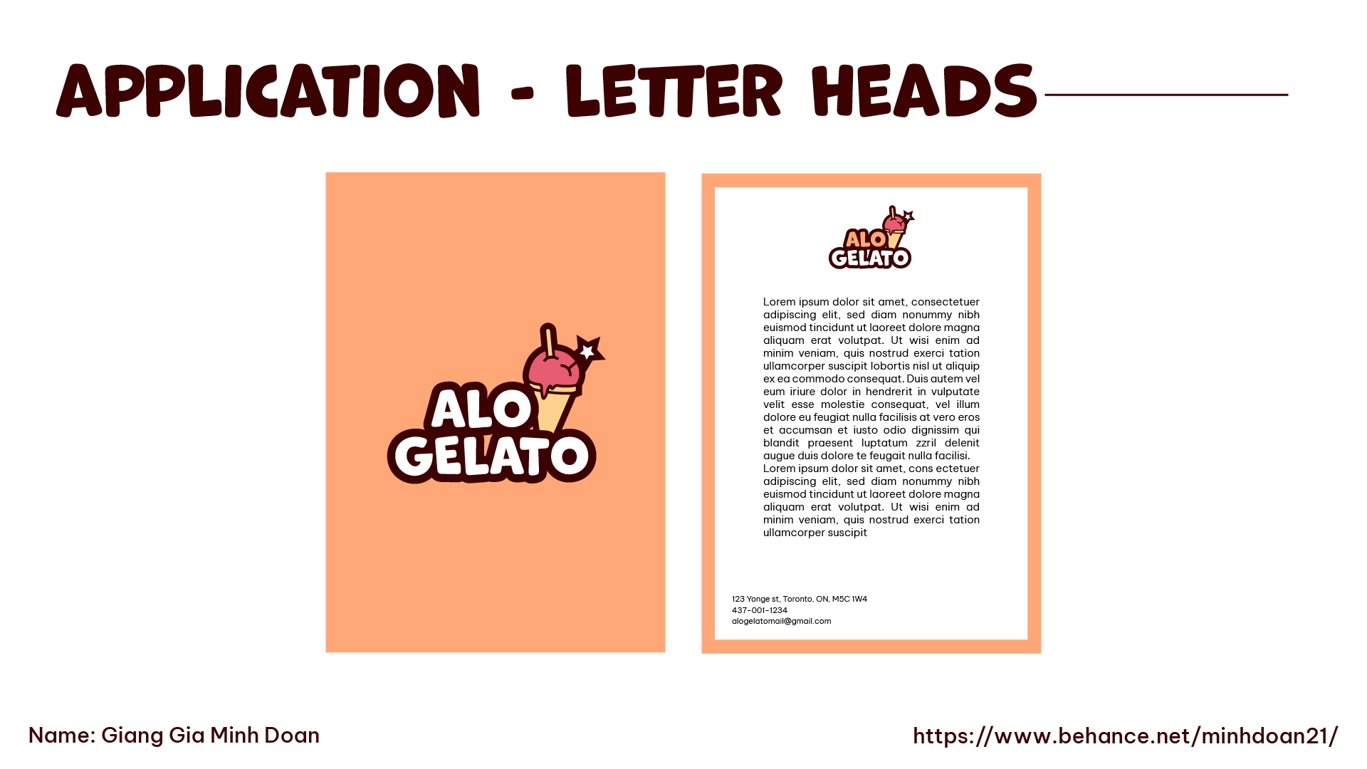 Alo Gelato letter heads
