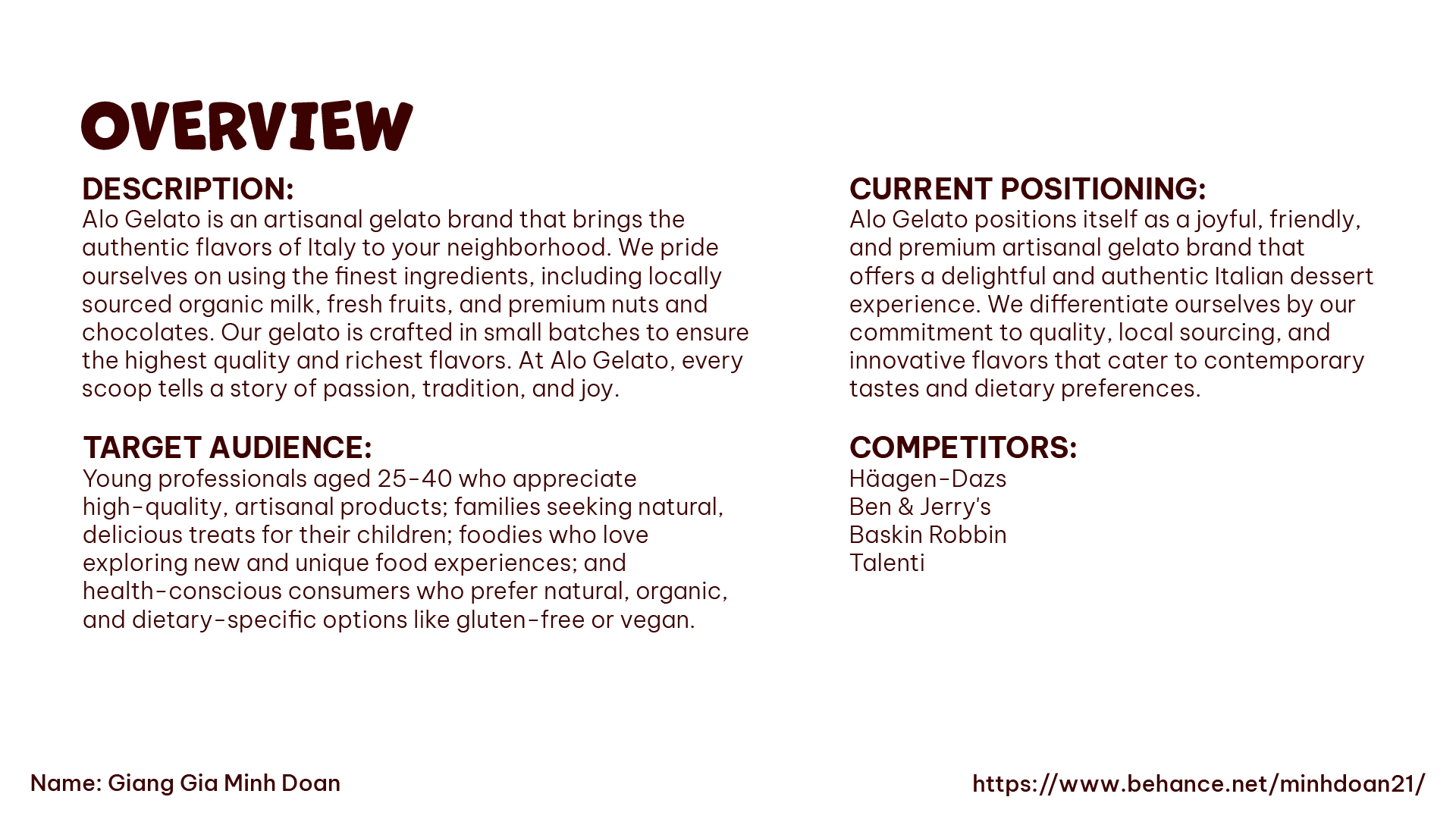 Alo Gelato brand guideline overview
