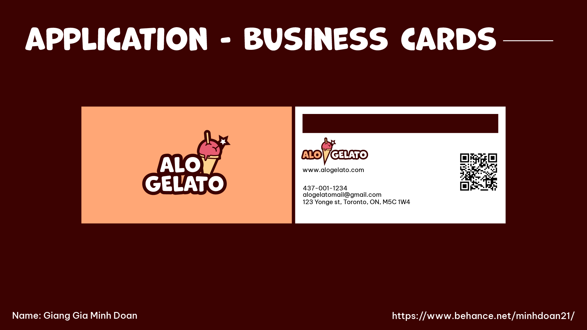 Alo Gelato business card