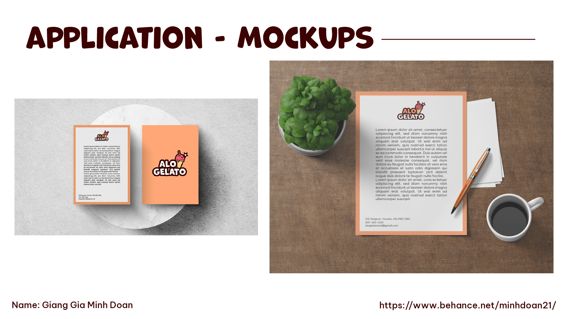 Alo Gelato letter heads mockup