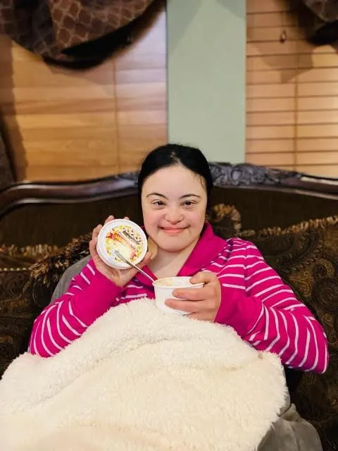 Photo of person eating ice cream