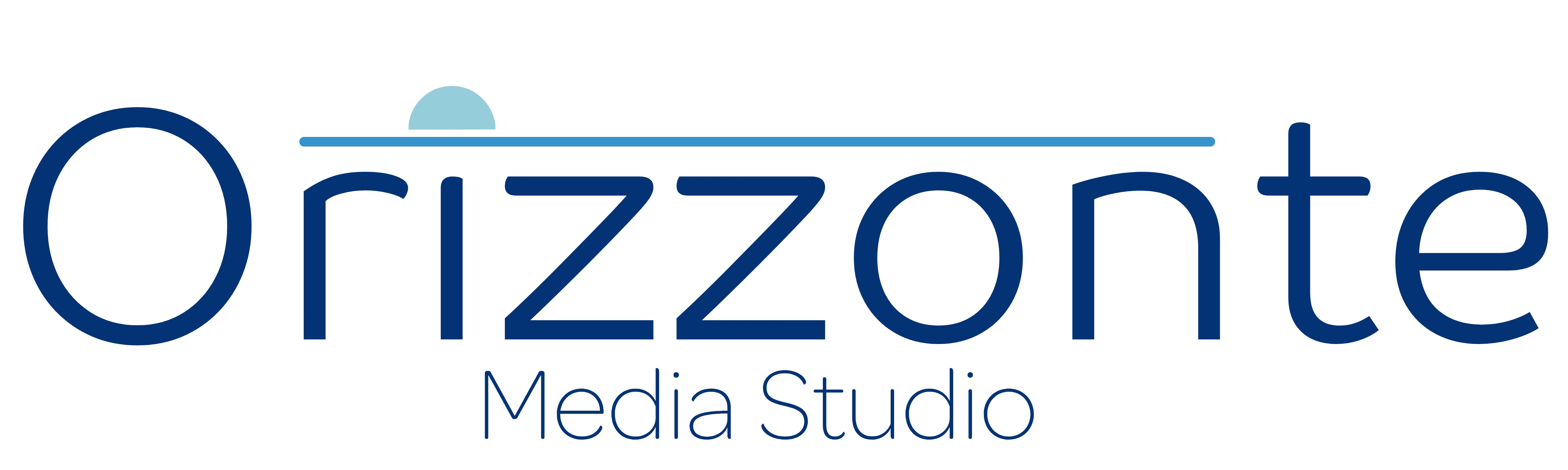 Logo di Orizzonte Media Studio con un sole stilizzato sopra la lettera 'r'.