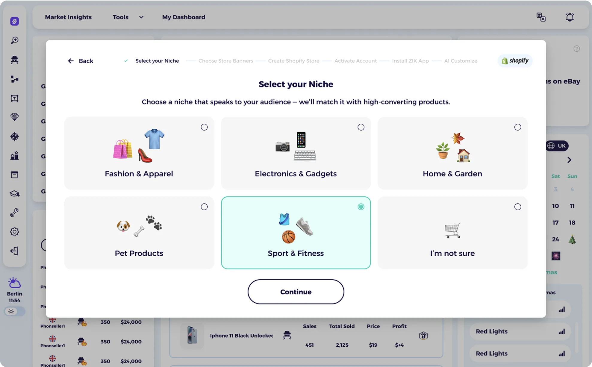 best shopify ai store builder step 1 select your niche