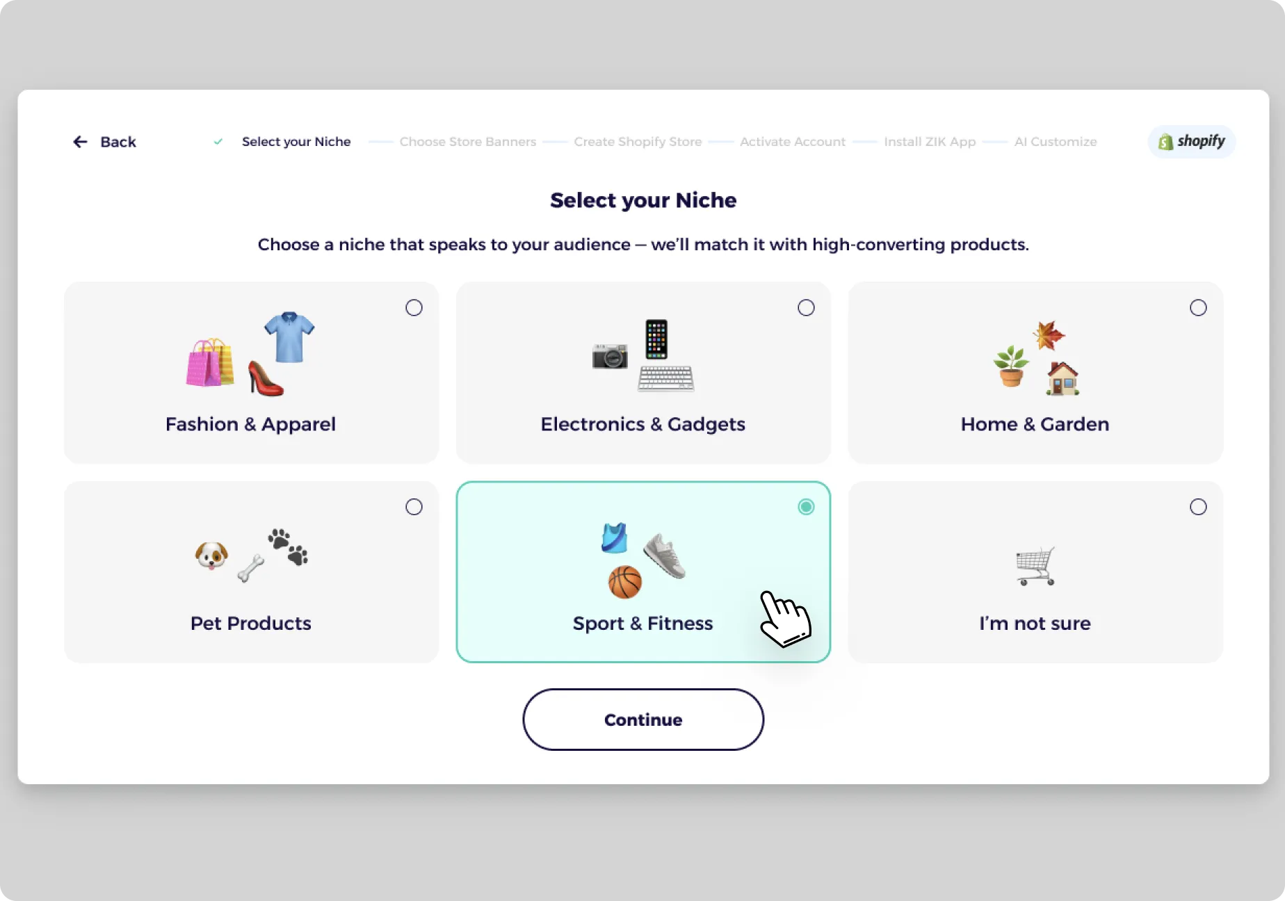 Shopify AI Store Builder smart niche selection