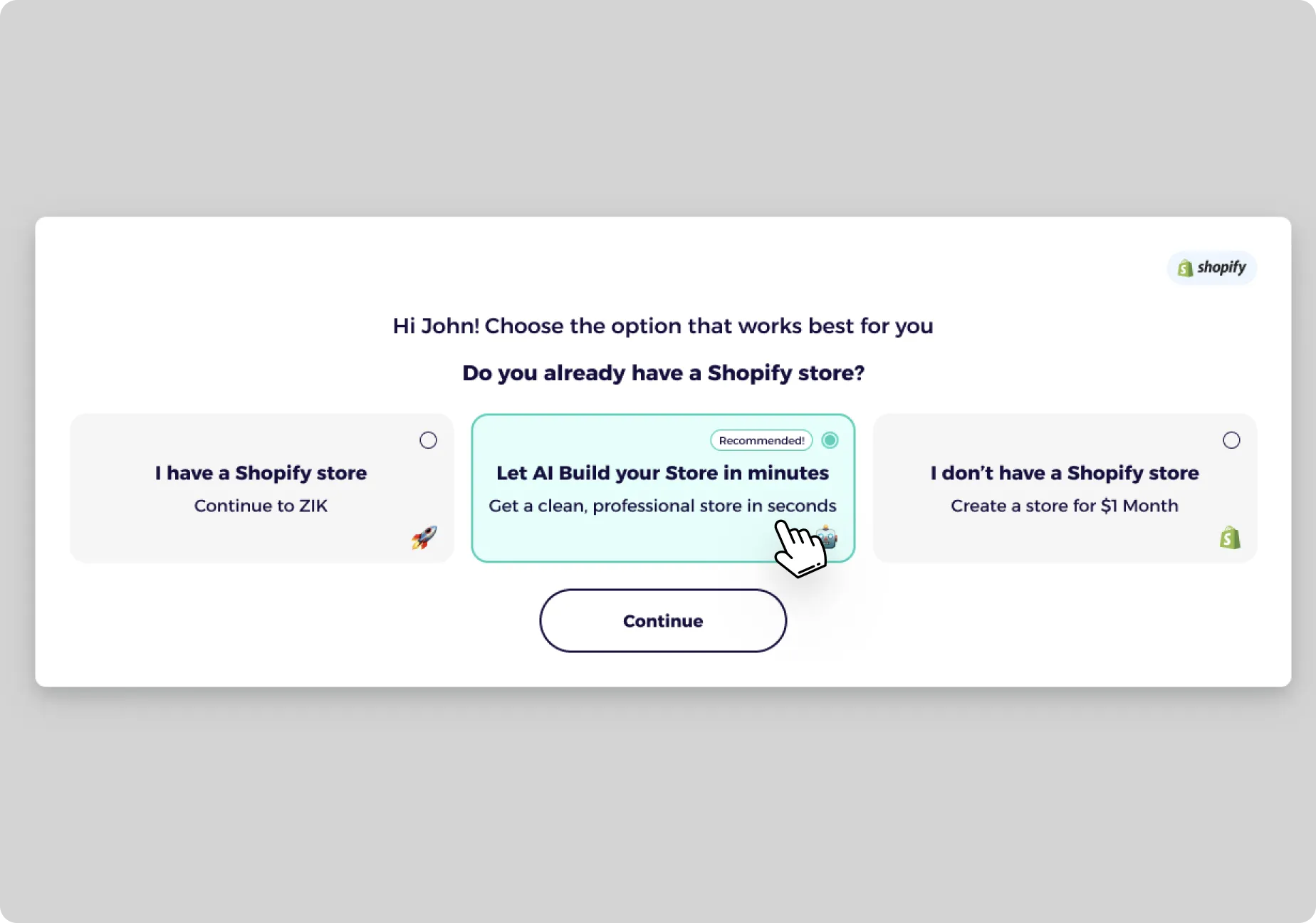 Shopify AI Store Builder guided store setup