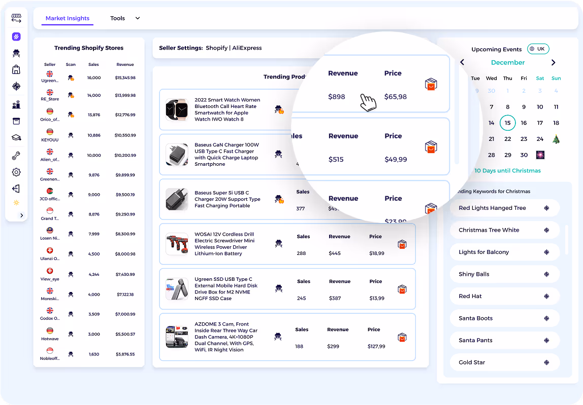 search Shopify suppliers by image in Shopify Market Insights tool