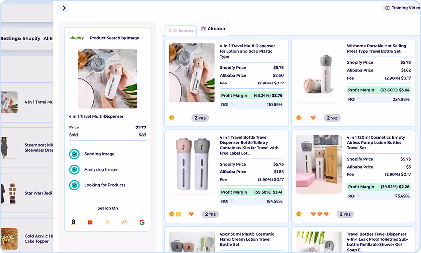 search alibaba by image using shopify product supplier matching tool 1