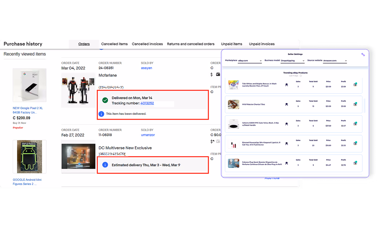 ebay market insights showing trending ebay products