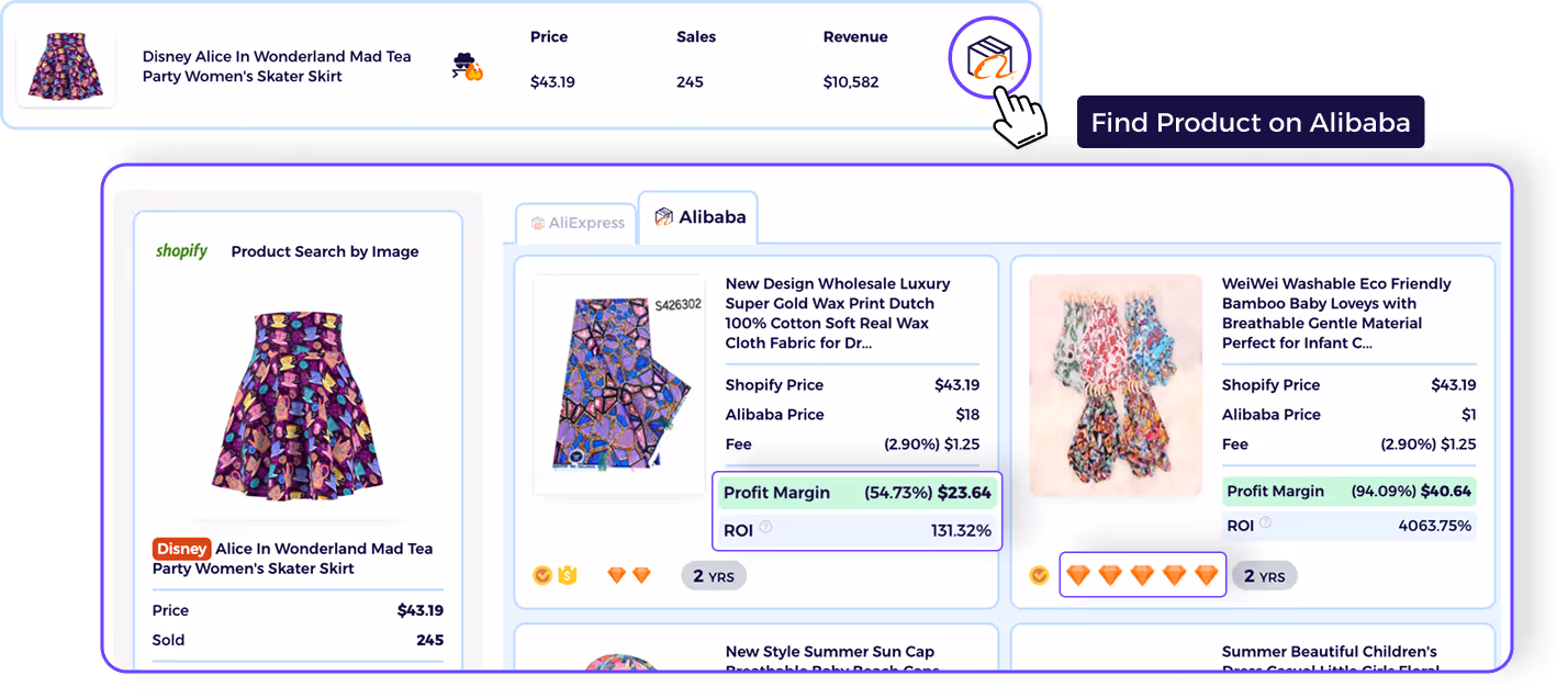 best search alibaba by image tool software for shopify suppliers product