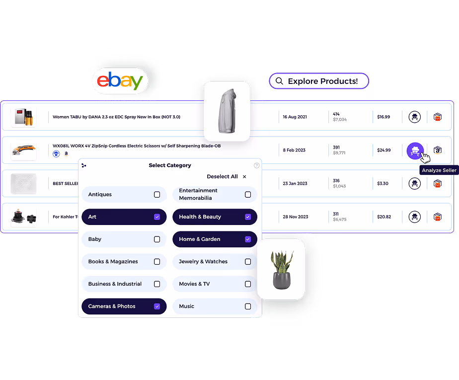 ebay sold listings in ebay product explorer zik