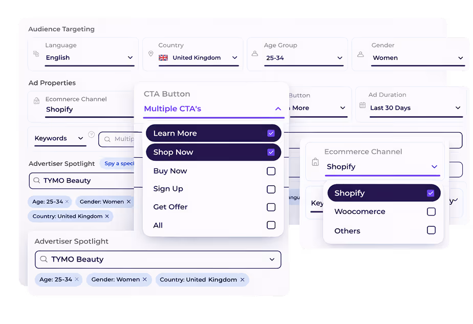 facebook ad spy search filters