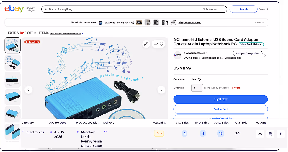 ebay chrome extension product research
