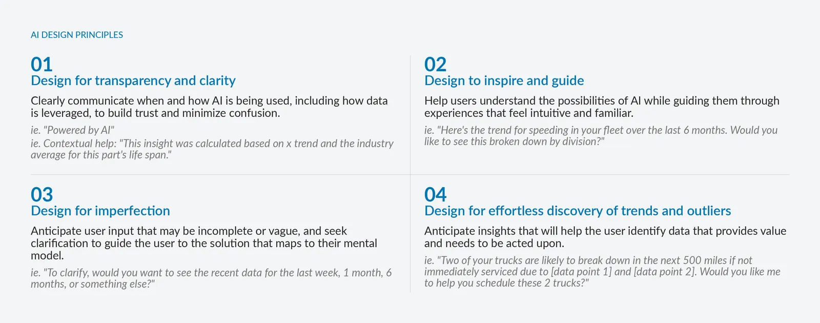 AI design principles established by the product team