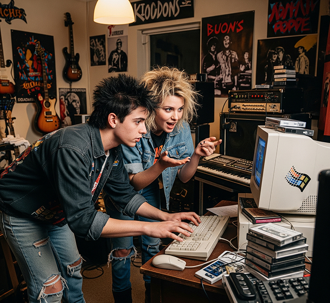 two 90s kids using a windows pc