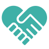 Handshake forming a heart shape representing trust and partnership.