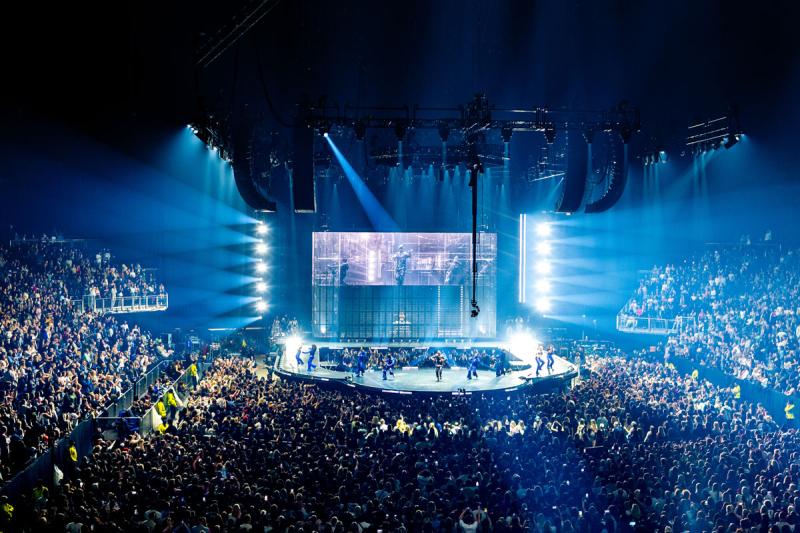 Usher performing one of two nights in May 2025, at The 02 Arena in London, England, as part of the "Past Present Future Tour." Credit: Joe Okpako.