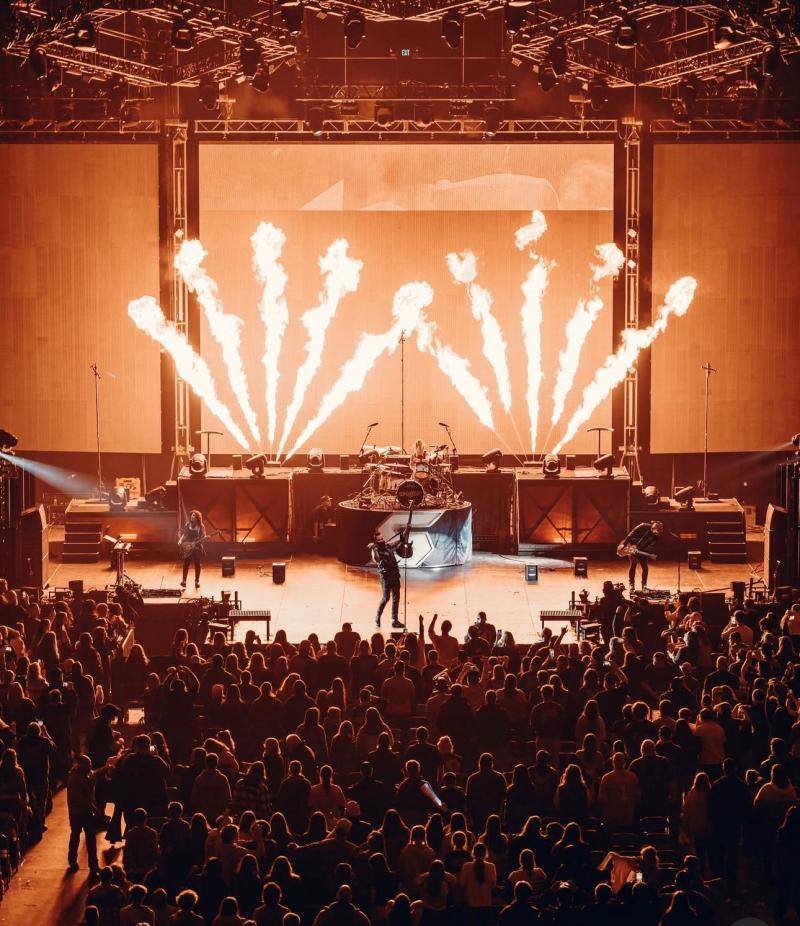 A band performs on stage at Winter Jam 2025.