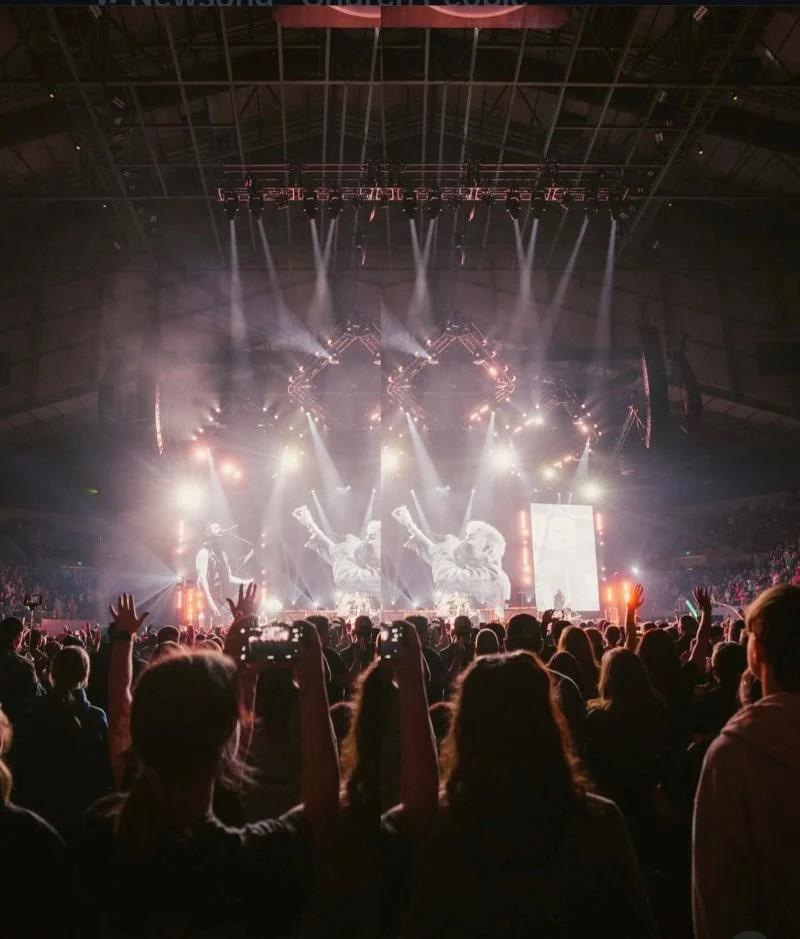 A band performs on stage at Winter Jam 2025.