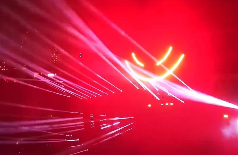 A stage at Ultra Music Festival Miami with red visual effects.