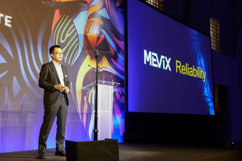 Image: Panasonic CEO press conference keynote address on-booth photo at ISE 2026 in Barcelona.