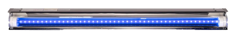 A lighting bar with a blue filament