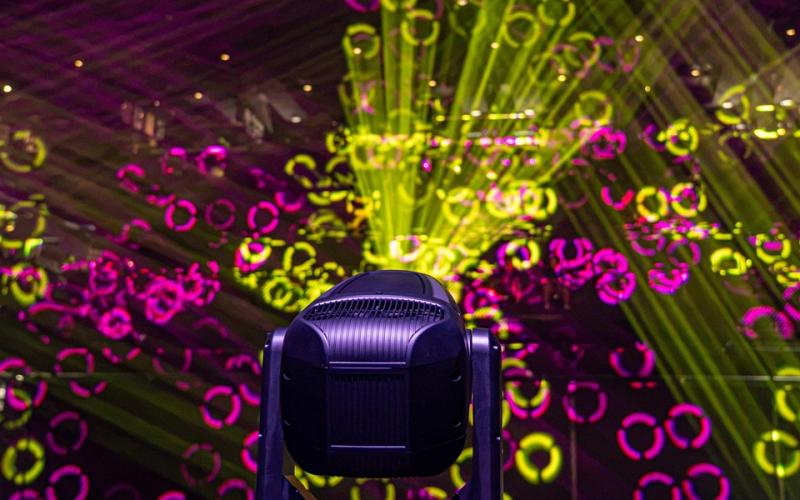 Arkon beam light with gobos and prisms
