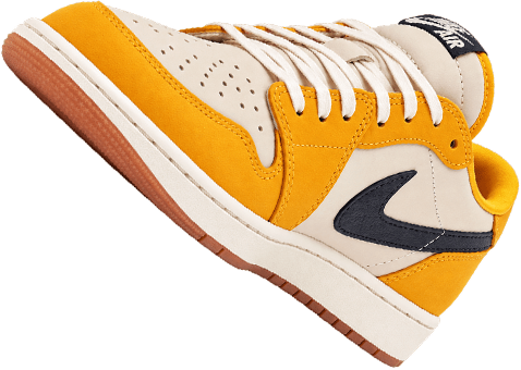 Yellow and white collectible sneaker