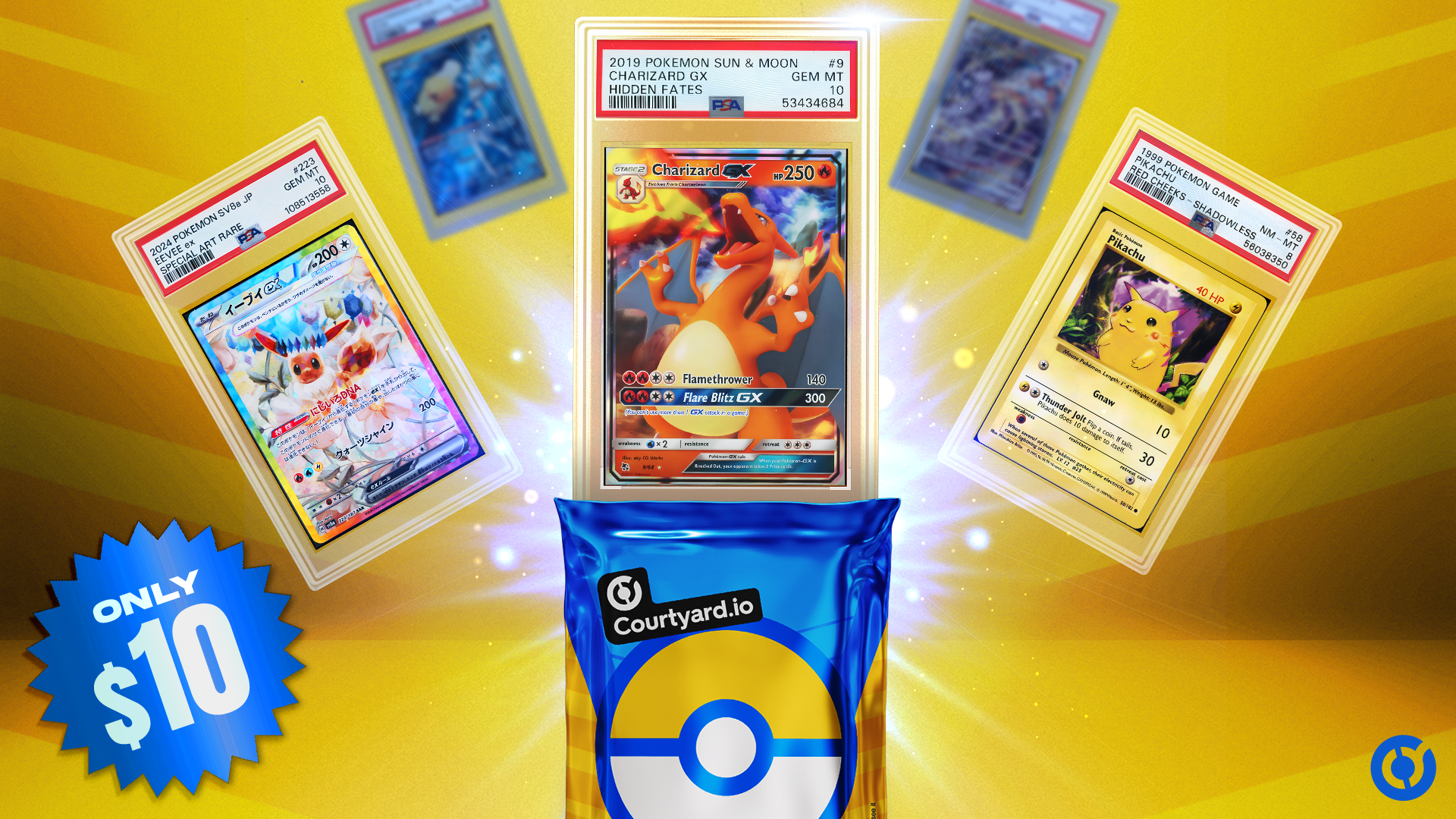 $10 Pokémon basic pack — graded Pokémon cards on Courtyard.io