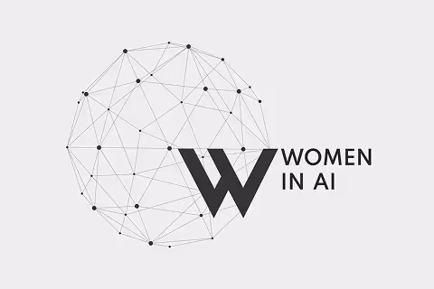 Women in AI logo featuring a stylized letter W connected to a spherical network of nodes and lines.